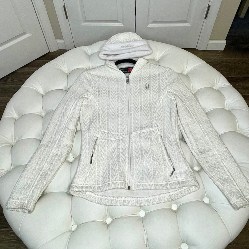 Spyder Cable Knit Style Full Zip Jacket & Matching Hat
